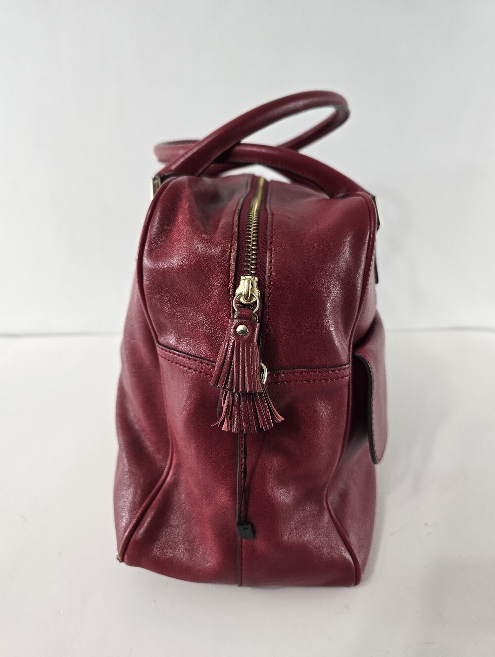 Anya Hindmarch Carker Satchel Red Leather Front Flap Pocket Handbag Bag Purse - Picture 5 of 15